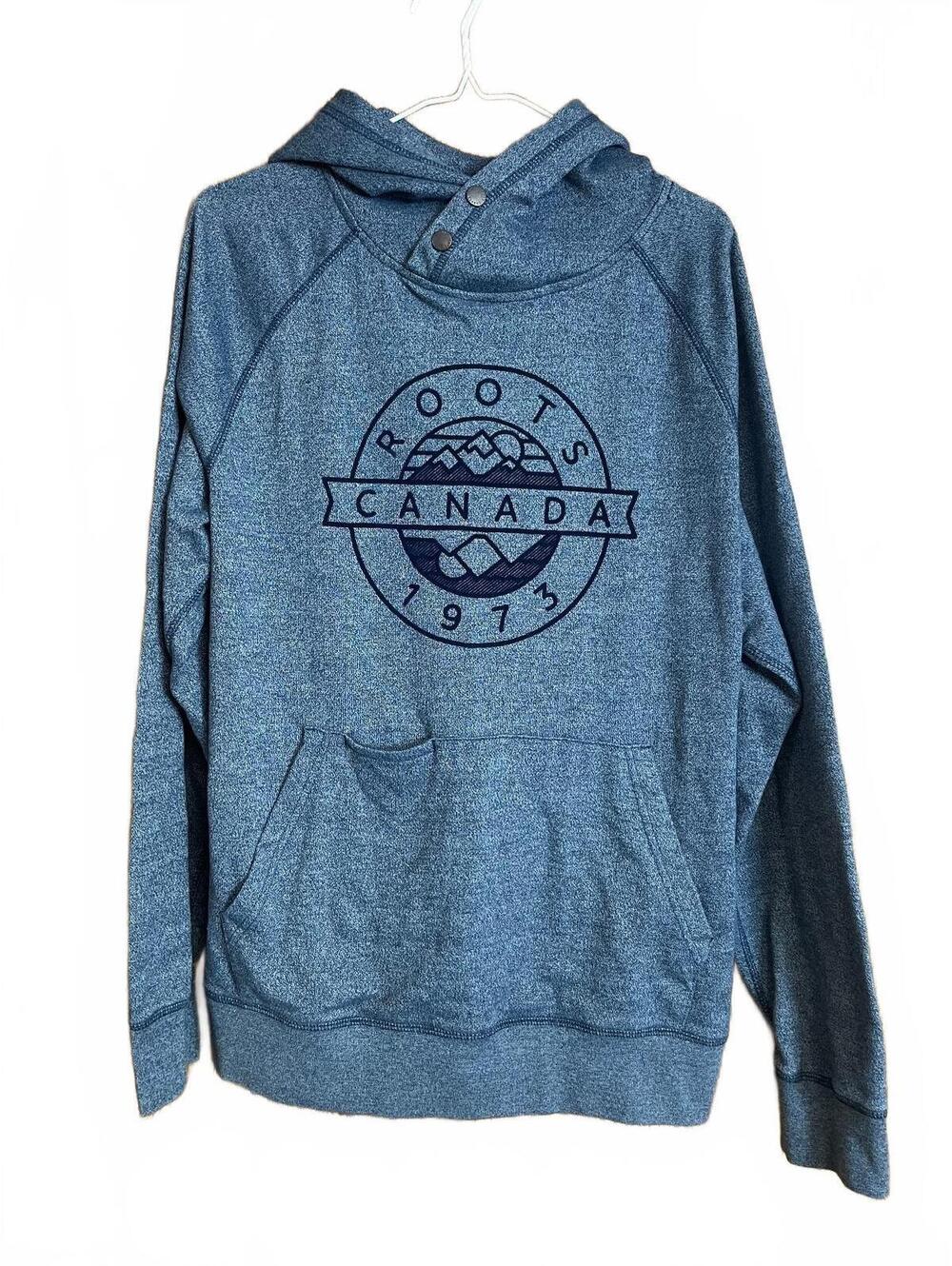 Roots Canada blue heathered hoodie large